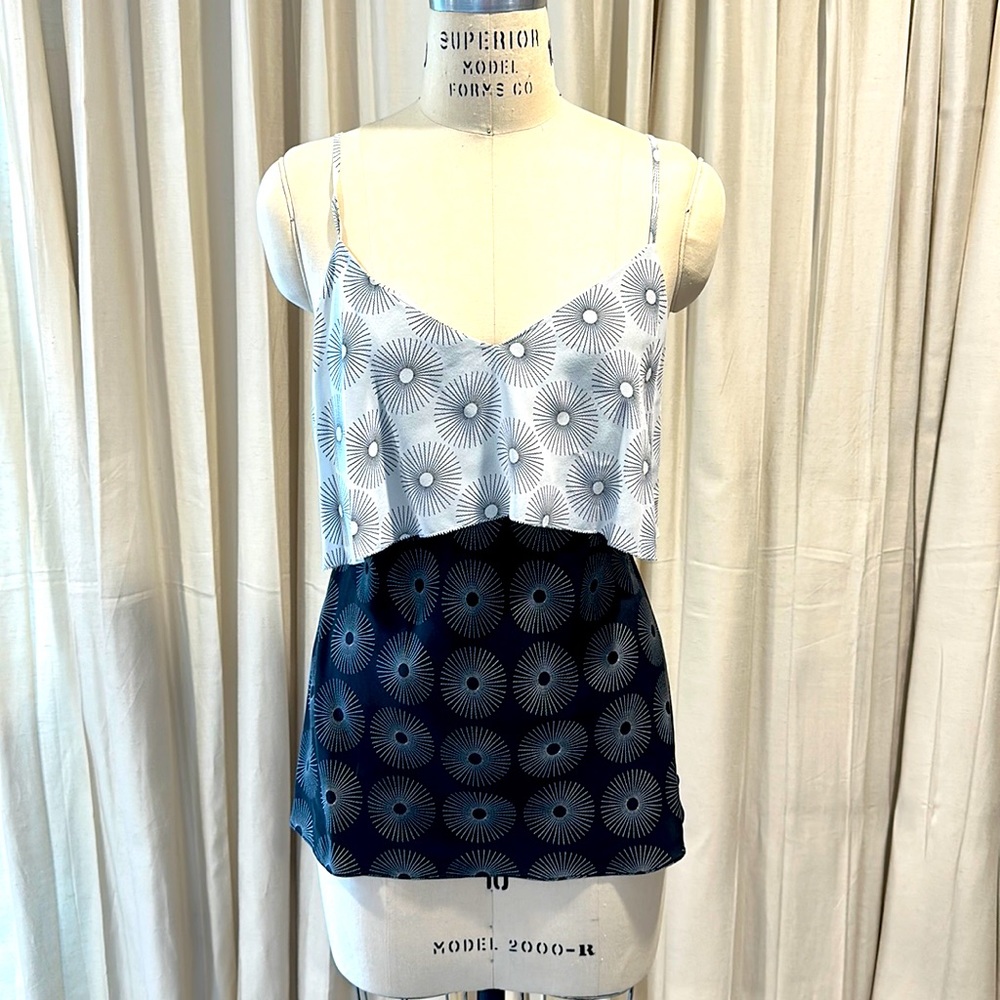 Black white silk camisole